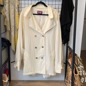 Denim&Co Cream Double-Breasted Trench Coat